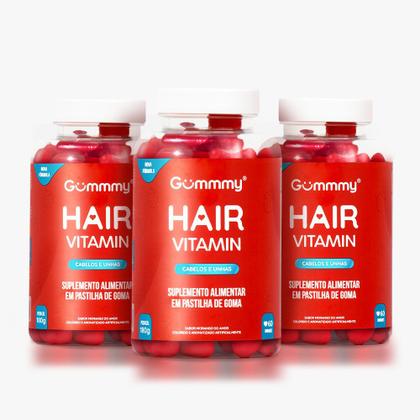 Imagem de Gummy Hair Vitamin Original Morango  3 Potes C/60 Gomas Cada