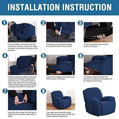 Imagem de H.VERSAILTEX Super Stretch Recliner Cover Recliner Couch Covers Recliner Chair Cover Form Fitted Non Slip Reclining Slip Capas para Reclinador Grande Padrão, Grosso Macio (Marinha - 1 Pacote)