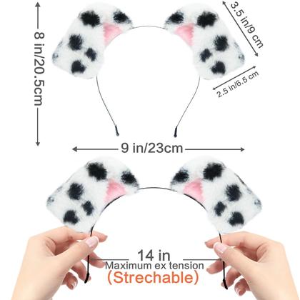 Imagem de Hairband Beviliu Dalmatian Dog Ears Fluffy Costume, pacote com 4