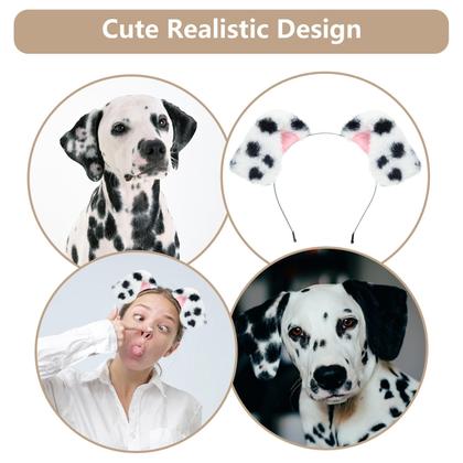 Imagem de Hairband Beviliu Dalmatian Dog Ears Fluffy Costume, pacote com 4