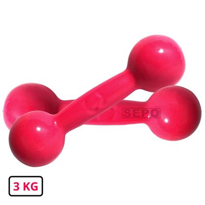 Imagem de Halter Redondo Bola Emborrachado 3 Kg Rosa