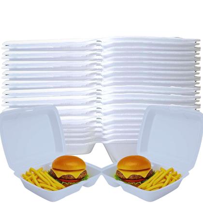 Imagem de Hamburgueira Isopor Ch121d Com Divisória Lanche Bar Restaurante Delivery 100 Unidades