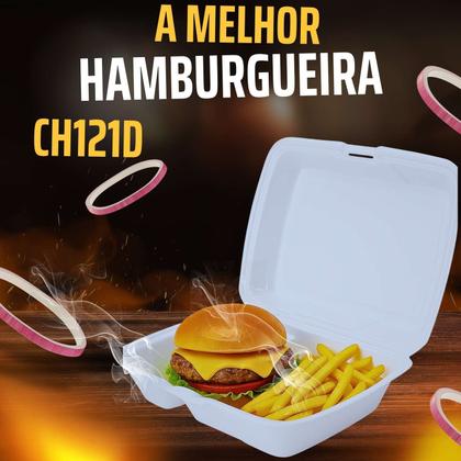 Imagem de Hamburgueira Isopor Ch121d Com Divisória Lanche Bar Restaurante Delivery 100 Unidades
