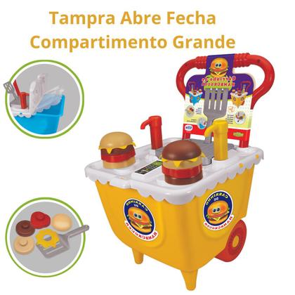 Imagem de Hamburgueria de Brinquedo Infantil Meninas Interativa Carro Grande C/ Compartimento Desmontável