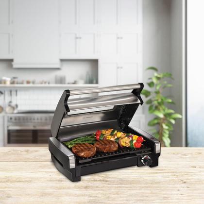 Imagem de Hamilton Beach Electric Searing Grill interior com Adjustab