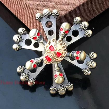 Imagem de Hand Spinner Giroscópio Giro Interno Externo Caveira Black