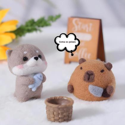 Imagem de Handmade Poke Lã Feltro Fazendo Kit, DIY Bonito Capivara Boneca Plush Brinquedos