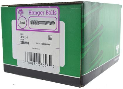 Imagem de Hanger Bolt Hillman Group 230360 3/8 polegadas x 4 polegadas, pacote com 50