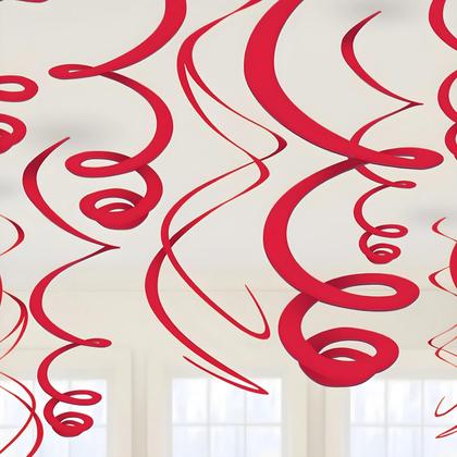 Imagem de Hanging Swirl Decorations Amscan Apple Red, pacote com 12