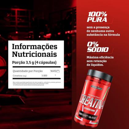 Imagem de Hardcore Creatina Monohidratada 120 CAPS 100% Pura Ganho De Massa E Força Integralmedica