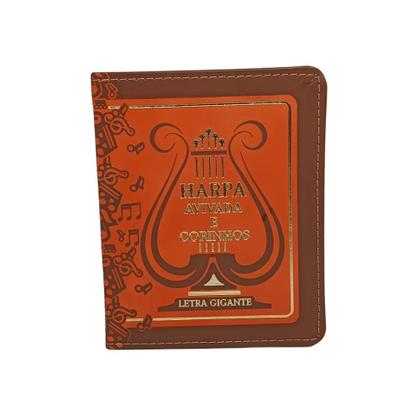 Imagem de Harpa avivada e corinhos  letra gigante  tamanho médio  capa bicolor laranja e marrom