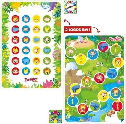 Imagem de Hasbro Gaming Jogo Twister Junior  Brinquedo infantil 2 Jogos em 1 com Tapete Frente e Verso e Roleta Reversível  2 a 4 jogadores, para crianças aci