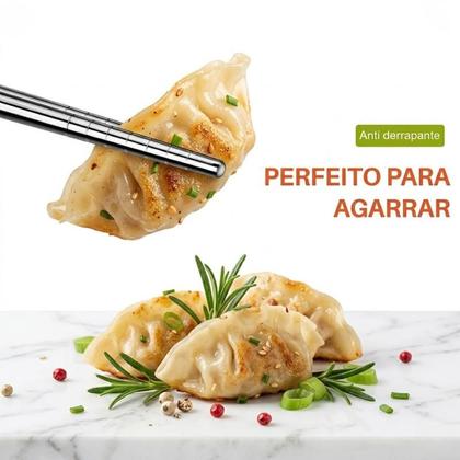 Imagem de Hashi De Aço 2 Pares Aço Inoxidável Reutilizável 23cm