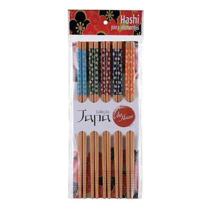Imagem de Hashi Kit Com 5 Pares em Bambu Reutilizável Comida Japonesa Palitinho