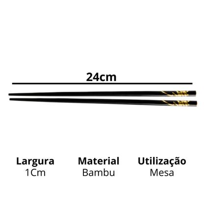 Imagem de Hashi para Sushi Comida Japonesa de Bambu Preto - 2 Pares