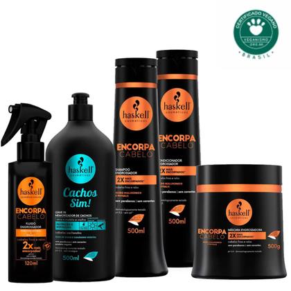 Imagem de Haskell Encorpa Cabelo Engrossador Completo G + Leave In Cachos Sim 500ml
