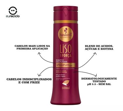 Imagem de Haskell Kit Liso Com Força Shampoo Condicionador Mascara 300G