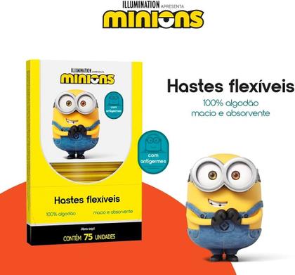 Imagem de HASTES FLEXÍVEIS CREMER COM 75UN 100% ALGODÃO MINIONS - KIT C/12un