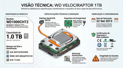 Imagem de Hd Disco Rígido Inter Wester Digital Wd Velociraptor Wd1000chtz 1tb 10k 2,5 Sata