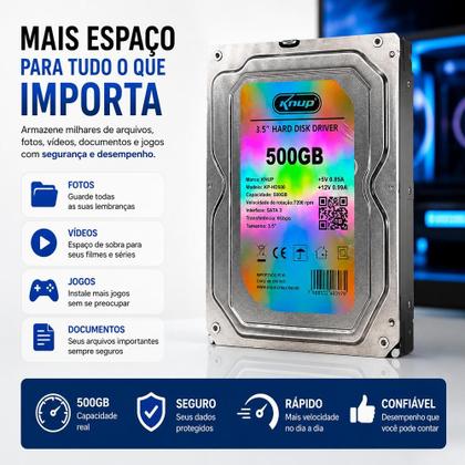 Imagem de HD Disco Rígido Interno 3.5 Polegadas SATA 3 500GB 6Gbps Knup