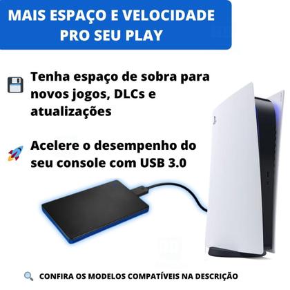 Imagem de HD Externo 1TB USB 3.0  SSD Portátil de Xbox, PS4, Console e Notebook Armazenamento Rápido