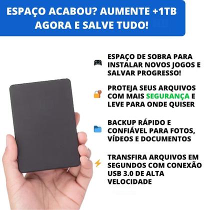 Imagem de HD Externo 1TB USB 3.0  SSD Portátil de Xbox, PS4, Console e Notebook Armazenamento Rápido