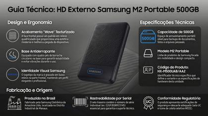 Imagem de Hd Externo M500uab 500gb Portátil Samsung Preto