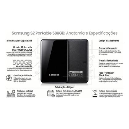 Imagem de Hd Externo Mu050da 500gb Portátil Samsung Preto