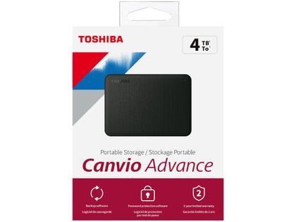 HD Externo Toshiba Canvio Advance, 4TB, USB 3.0, Preto