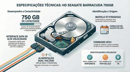 HD ST3750525AS 750GB Seagate Barracuda 7200RPM SATA - Segurança