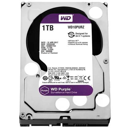 Imagem de HD Western Digital 1TB Purple Surveillance, 3.5", SATA III 6Gb/s, Cache 64MB, 5400 RPM - WD10PURZ