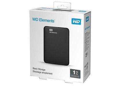 Imagem de HDD Externo Portátil 1TB USB 3.0 2,5 WDBUZG0010BBK Elements Western Digital