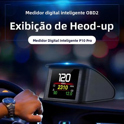 Imagem de Head Up Display OBD2 P10 Pro - Computador de Bordo Digital para Carro