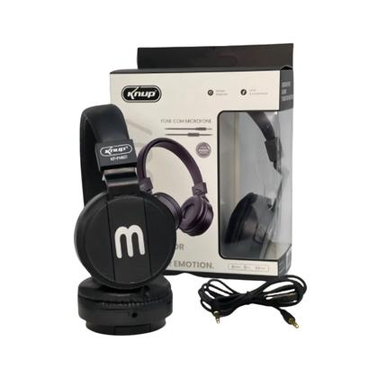 Imagem de Headfone Com Cabo Removível E Microfone Fone De Ouvido Knup