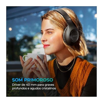 Headphone AIWA, Bluetooth 5.4, Cancelamento de Ruído ANC, Preto