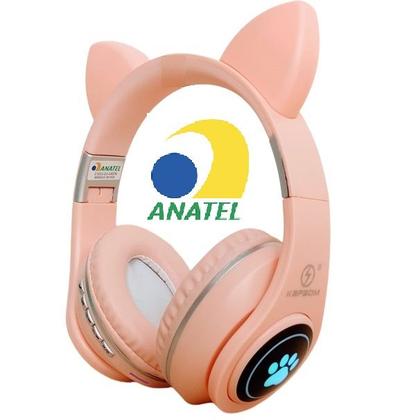 Imagem de Headphone Orelha de Gato Bluetooth Gatinho Rosa Mulheres