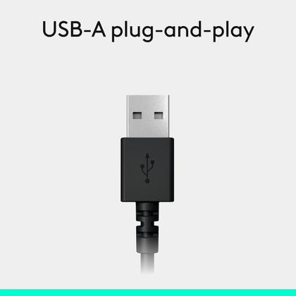 Imagem de Headset com fio USB Logitech H390 com Almofadas, Controles de Áudio Integrado e Microfone com Redução de Ruído - 981-000014