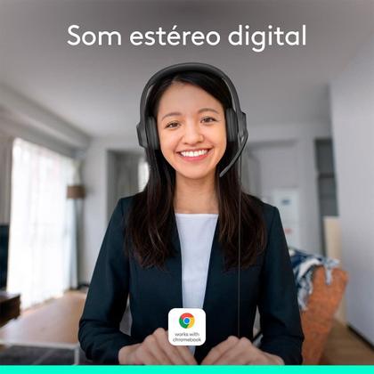 Imagem de Headset com fio USB Logitech H390 com Almofadas, Controles de Áudio Integrado e Microfone com Redução de Ruído - 981-000014