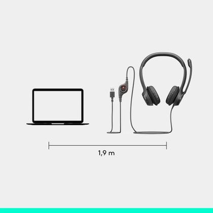 Imagem de Headset com fio USB Logitech H390 com Almofadas, Controles de Áudio Integrado e Microfone com Redução de Ruído - 981-000014