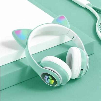 Imagem de Headset Fone De Ouvido Bluetooth Led Orelha Gato Headphone