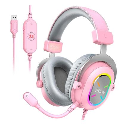 Imagem de Headset Gamer Fifine Ampligame H6X, RGB, 7.1 Surround, 50mm, USB, PC, Móvel e Console, Rosa - H6XP