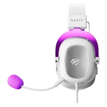 Imagem de Headset Gamer Havit H2002D, Drivers 53mm, P3, XBOX ONE e PS4, Branco e Roxo - HV-H2002WP