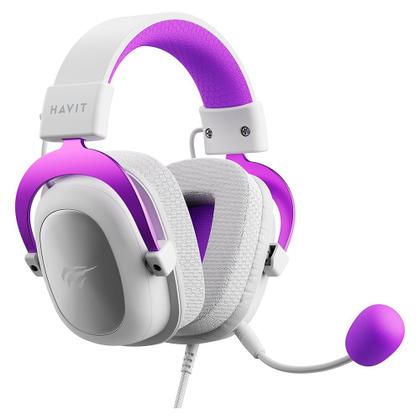 Imagem de Headset Gamer Havit H2002D, Drivers 53mm, P3, XBOX ONE e PS4, Branco e Roxo - HV-H2002WP