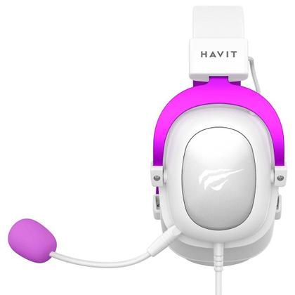 Imagem de Headset Gamer Havit H2002D, Drivers 53mm, P3, XBOX ONE e PS4, Branco e Roxo - HV-H2002WP