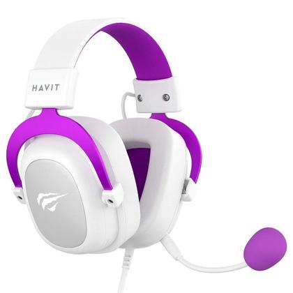 Imagem de Headset Gamer Havit H2002D, Drivers 53mm, P3, XBOX ONE e PS4, Branco e Roxo - HV-H2002WP