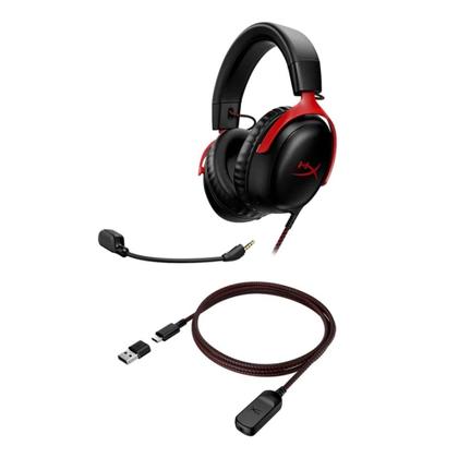 Imagem de Headset Gamer HyperX Cloud III, DTS, Drivers 53mm, USB, PC, PS5, PS4, XBOX Series X/S, Xbox One, Nintendo Switch, Mobile, Preto e Vermelho - 727A9AA