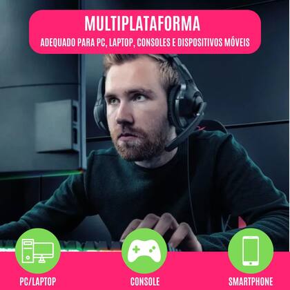 Imagem de Headset Gamer Microfone Baixa Latência Fone Ouvido Computador Console Jogo Streamer Resistente Confortável