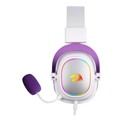 Imagem de Headset Gamer Redragon Zeus X RGB, Surround 7.1, Driver de 53mm, USB, Microfone com Redução de Ruído, Branco com Roxo - H510WP-RGB