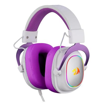 Imagem de Headset Gamer Redragon Zeus X RGB, Surround 7.1, Driver de 53mm, USB, Microfone com Redução de Ruído, Branco com Roxo - H510WP-RGB