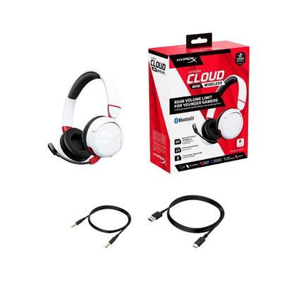 Imagem de Headset Gamer Sem Fio Kids HyperX Cloud Mini, Bluetooth, Driver 30mm, USB-C, Branco - 7G8F2AA